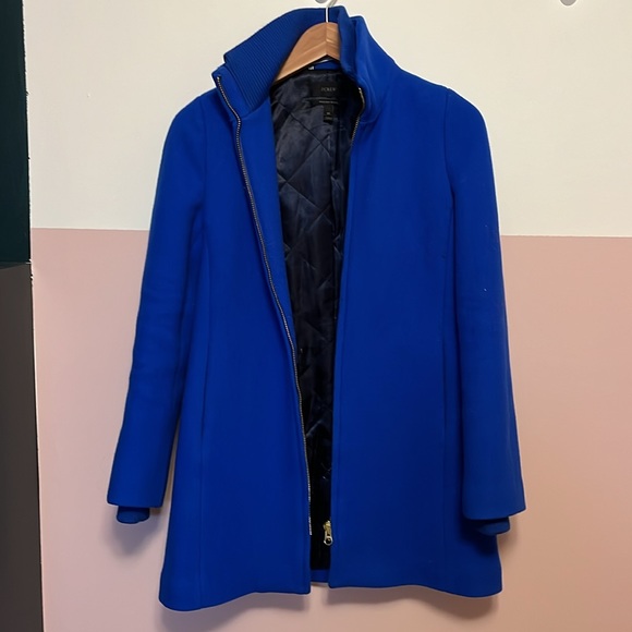 J.Crew Coat Italian Wool Cocoon Royal Blue Jacket Winter Sz 00 high quality - Picture 4 of 11